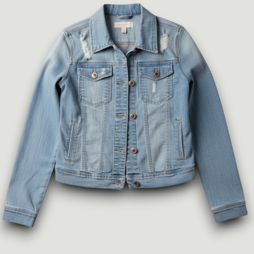 Wax Jean Womens Denim Jacket Blue M Stretch Distressed Y2k Streetwear 90s Grunge